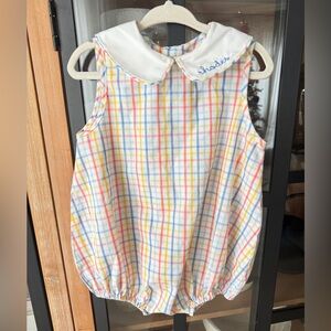 Cecil & Lou plaid bubble romper toddler boy peter pan collar Rhodes personalized